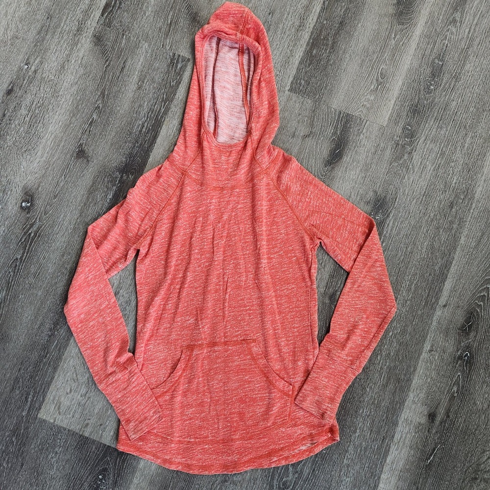 Marmot Womens Scuba Hoodie Pullover Coral Heather Thumbhole Pocket Small
